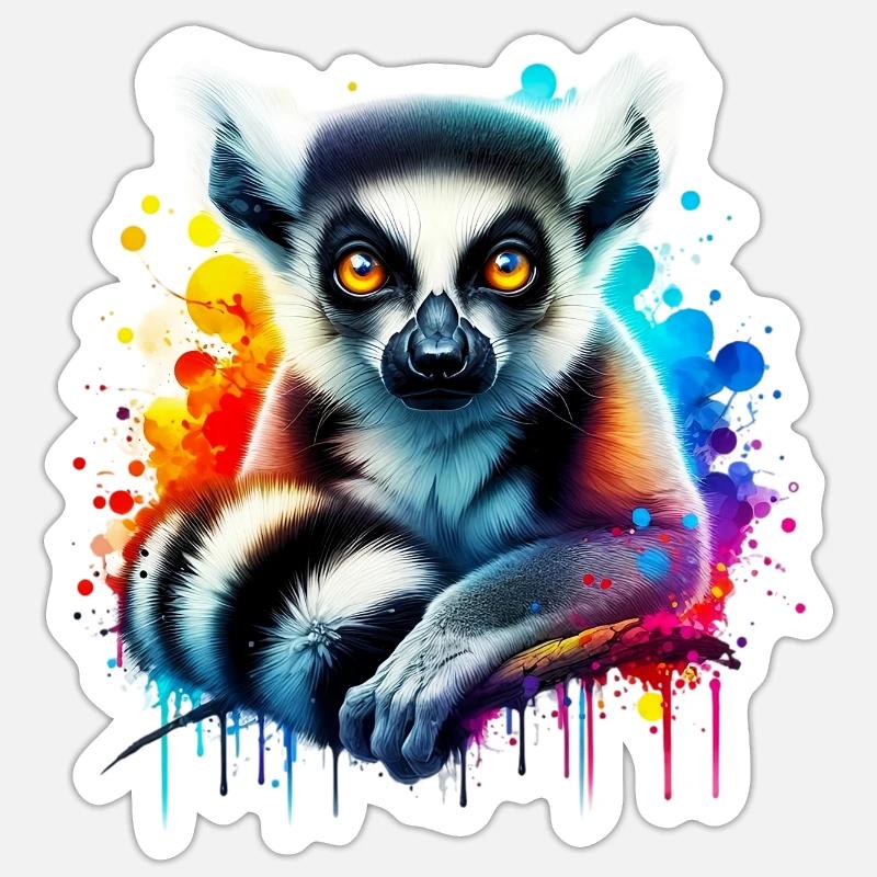 Lemur - Sticker Größe S (10 x 10 cm) - Mattweiß