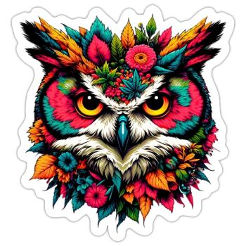 Eule - Sticker Größe S (10 x 10 cm) - Mattweiß - Vorne