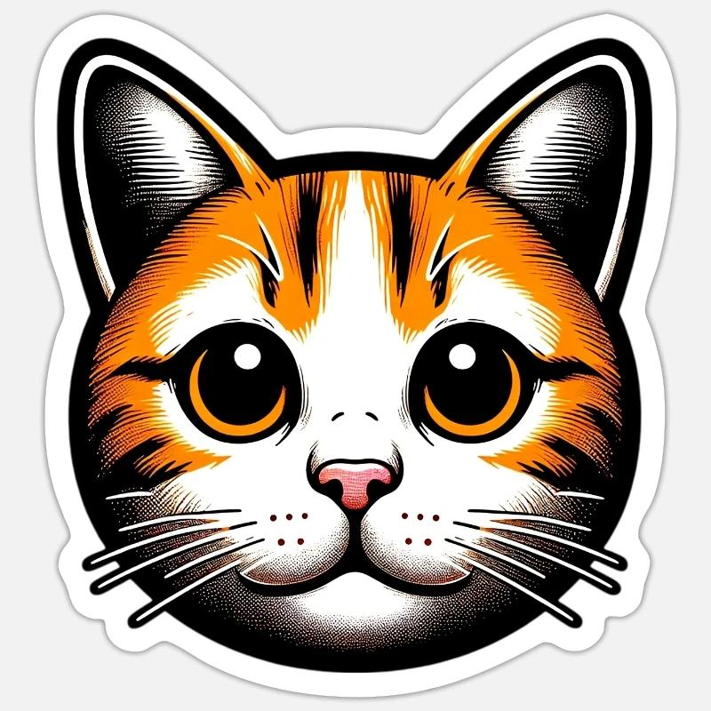 Chat - Sticker taille S (10 x 10 cm) - blanc mat