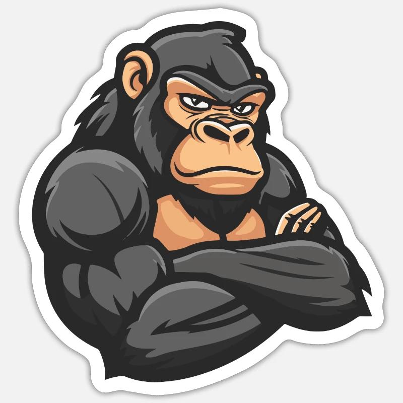 gorilla - Sticker Größe S (10 x 10 cm) - Mattweiß