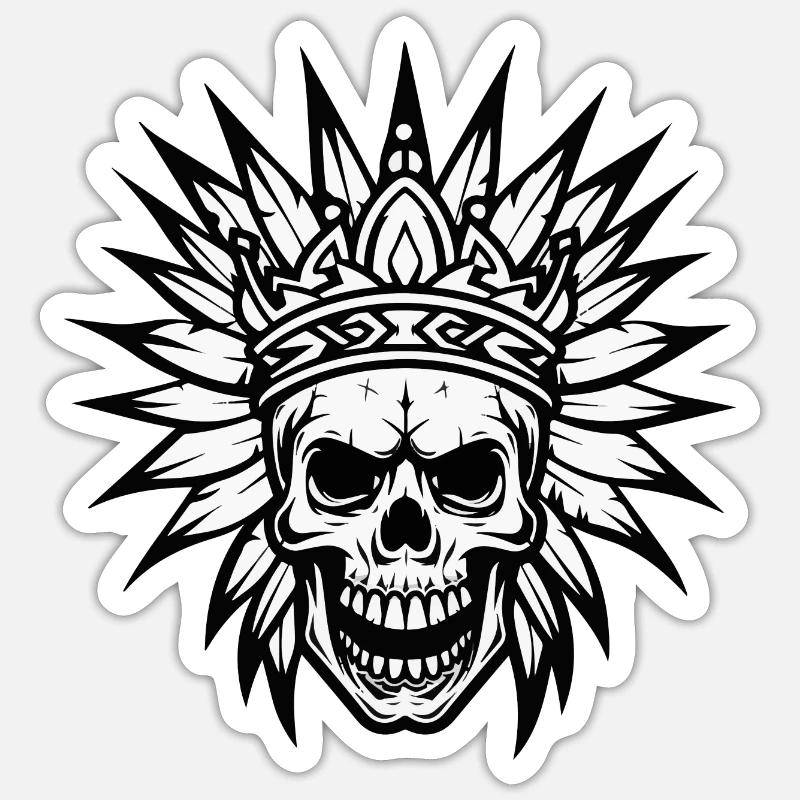 Häuptling Apache TotenIndianer - Sticker Größe S (10 x 10 cm) - Mattweiß