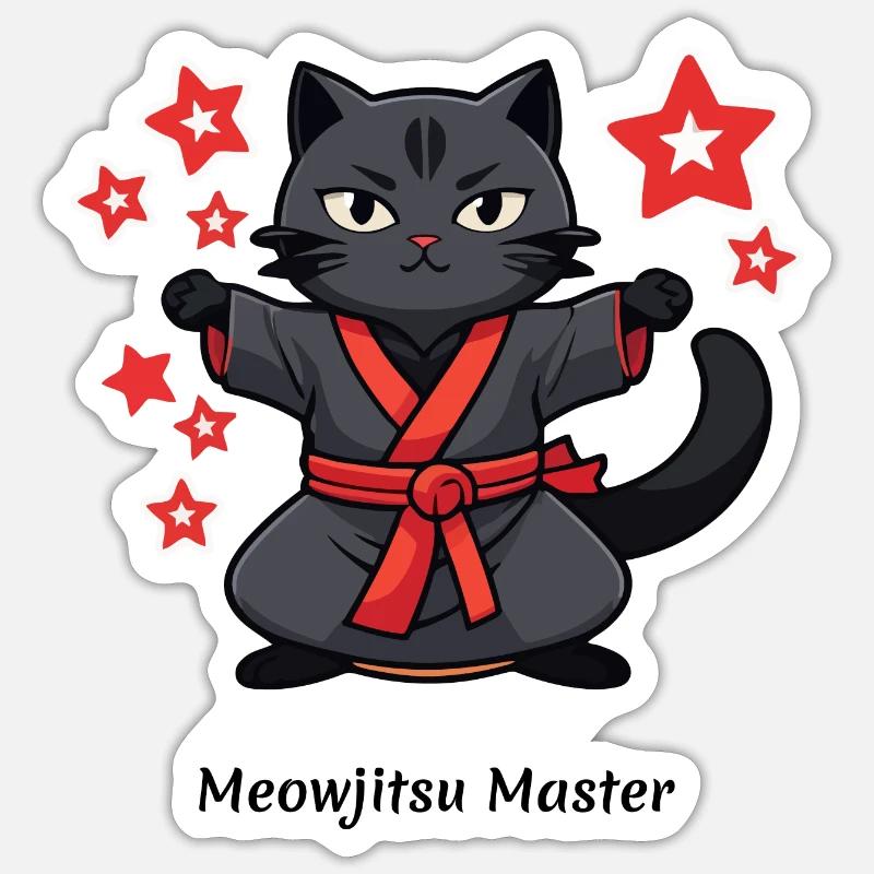 Meowjitsu Master - Sticker Größe S (10 x 10 cm) - Mattweiß
