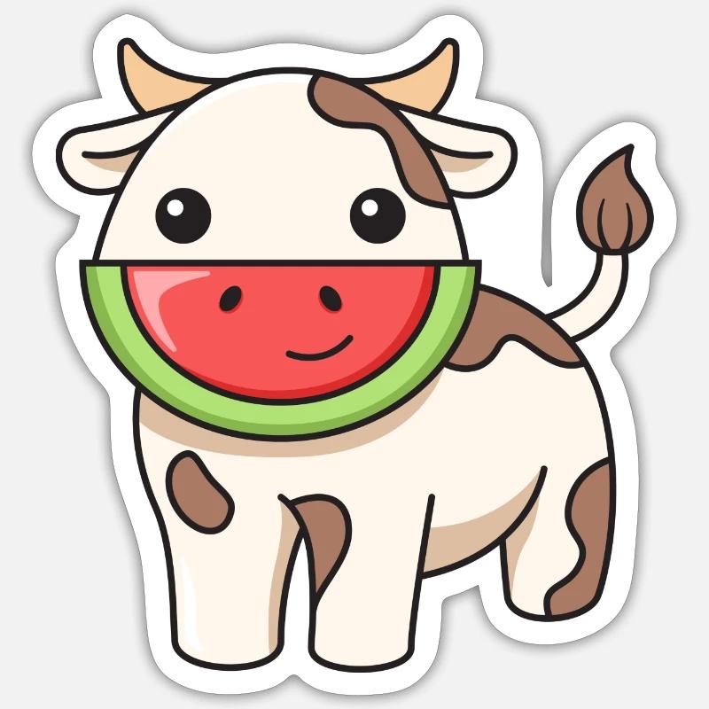 Conception de pastèque de vache pour les amoureux des vaches Sticker taille S (10 x 10 cm)