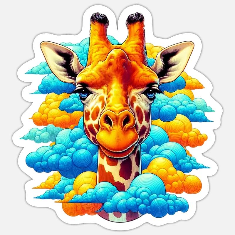 Giraffe with head in cloud clouds Sticker size S (10 x 10 cm)