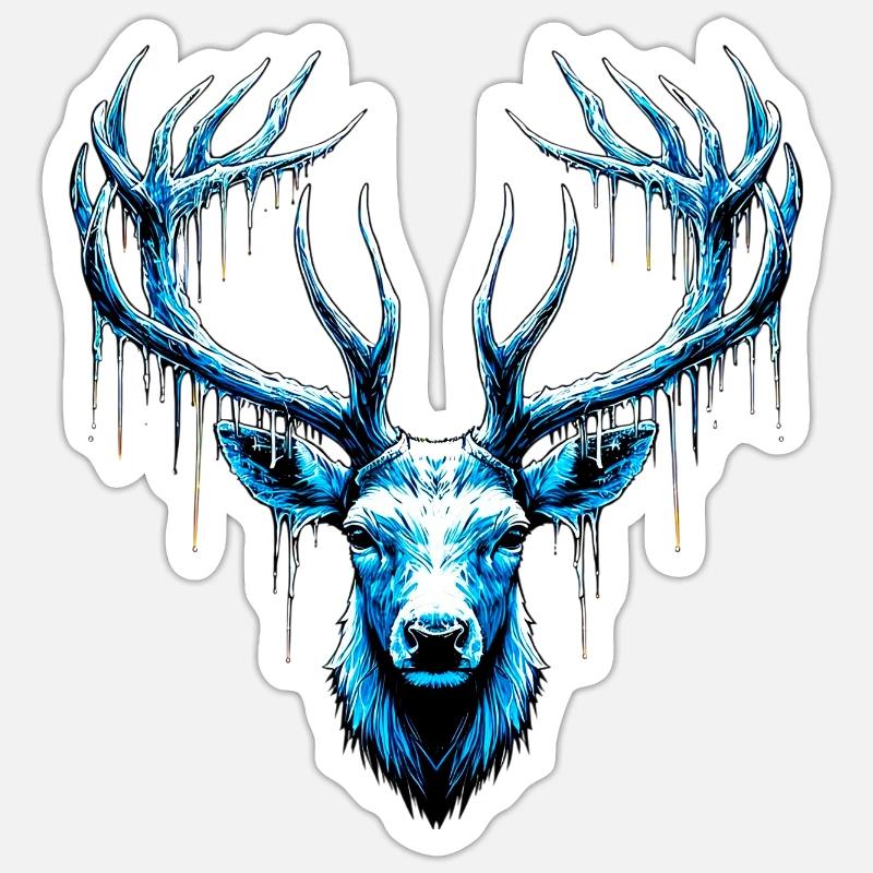 Eishirsch - Sticker Größe S (10 x 10 cm) - Mattweiß