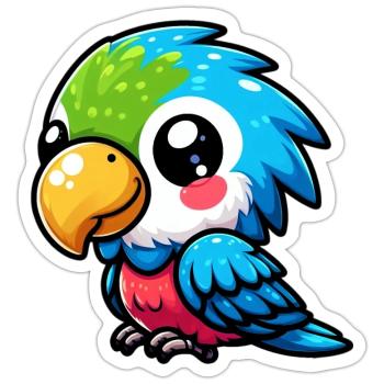 Parrot - Sticker size S (10 x 10 cm) - white matte - Front