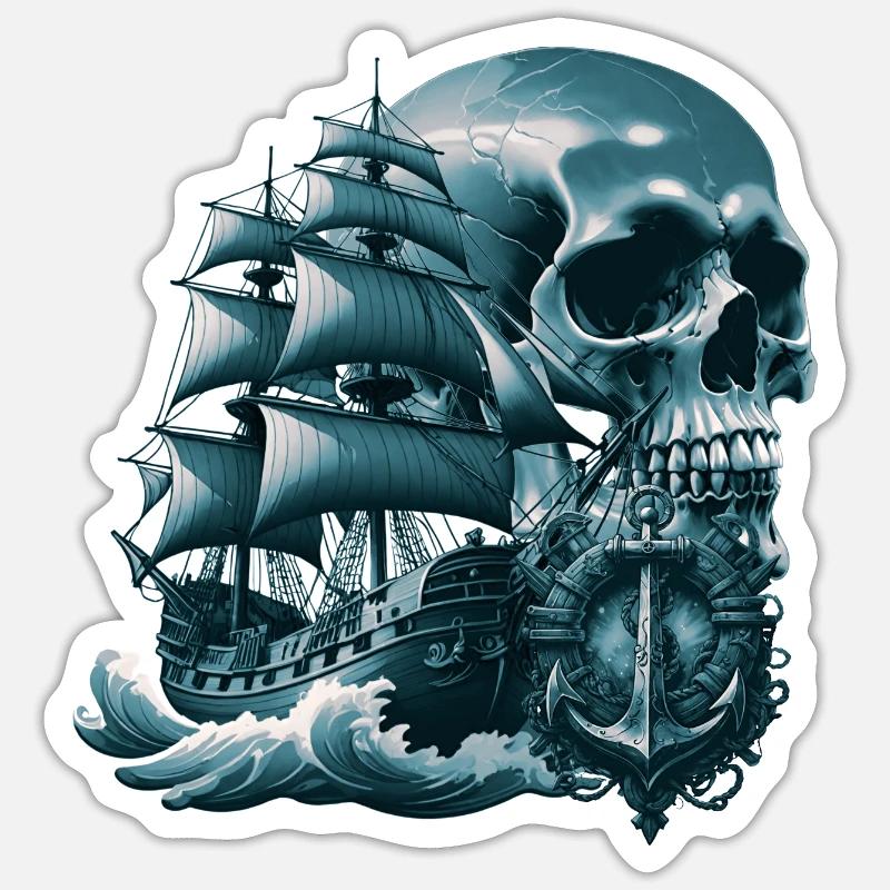 Pirates - Sticker taille S (10 x 10 cm) - blanc mat