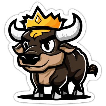 Stier Comic Krone - Sticker Größe S (10 x 10 cm) - Mattweiß - Vorne