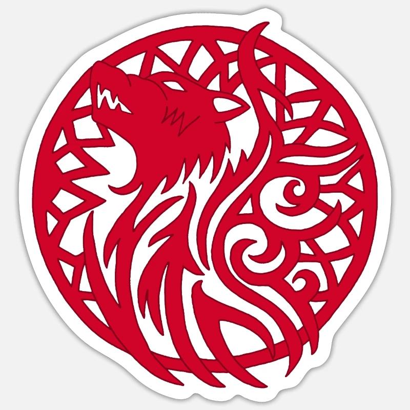 Red Wolf and Lucky Talisman - Sticker size S (10 x 10 cm) - white matte