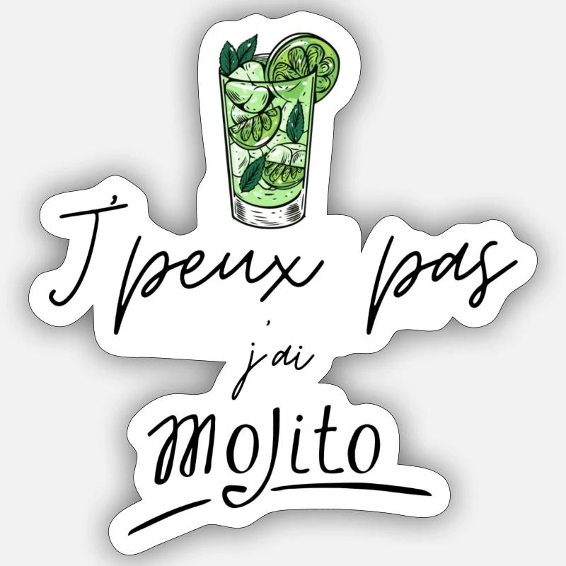 J'peux pas j'ai mojito - Sticker taille S (10 x 10 cm) - blanc mat