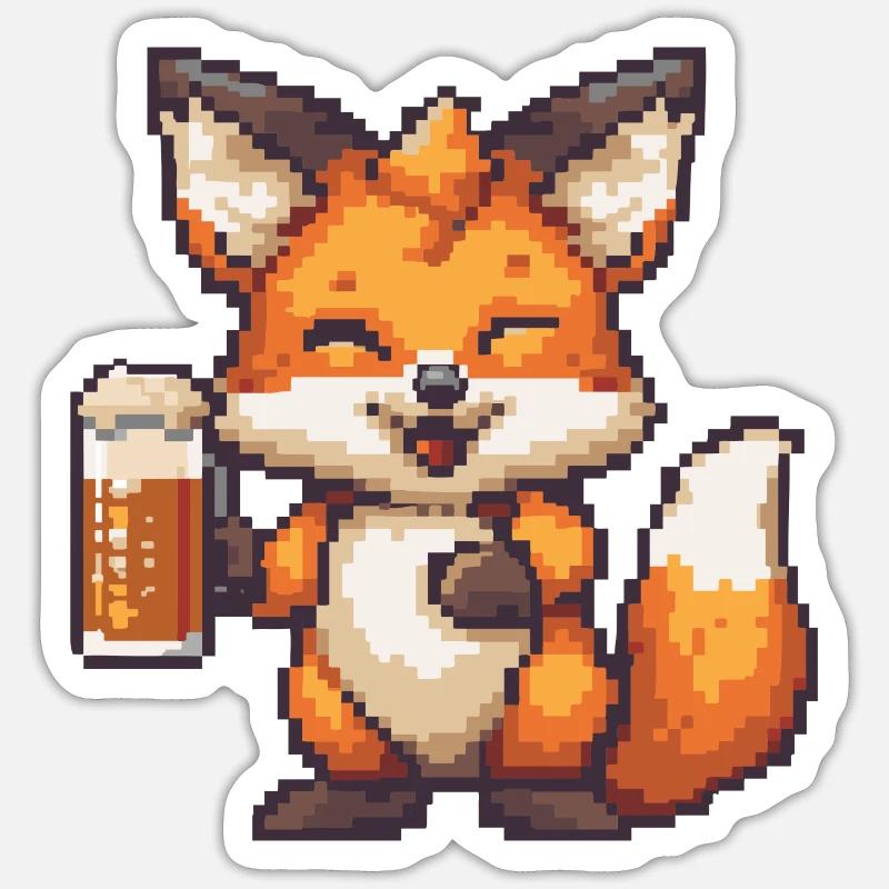 Fuchs Bier Pixel Sticker Größe S (10 x 10 cm)
