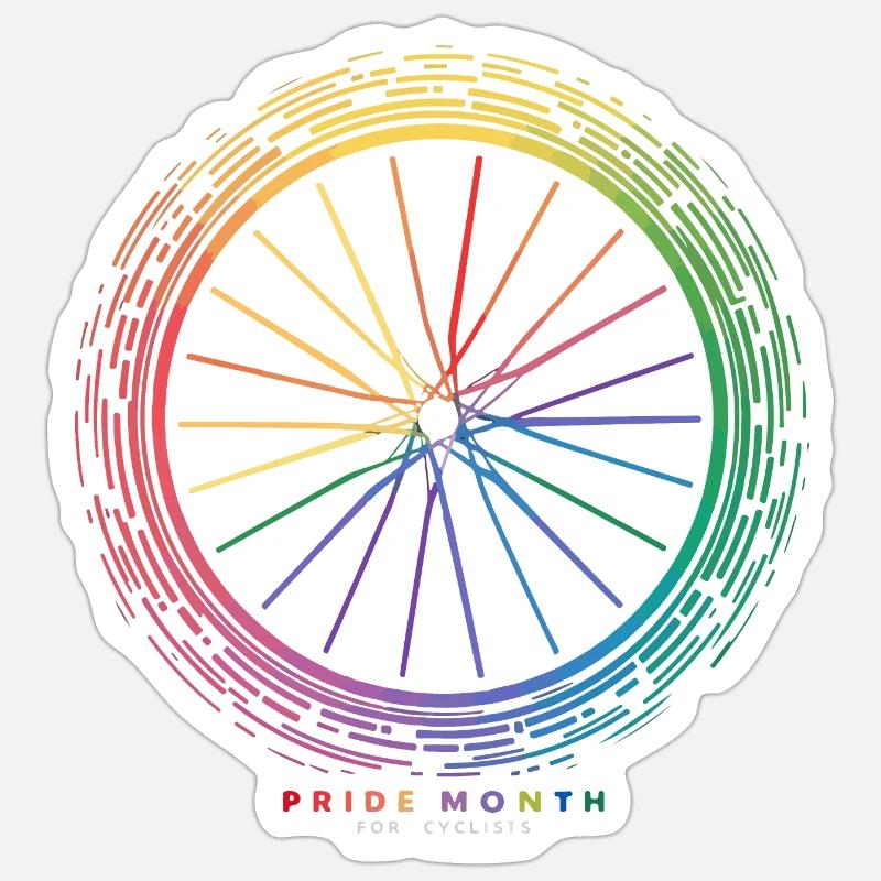 Conception de roue de vélo arc-en-ciel vibrant Sticker taille S (10 x 10 cm)