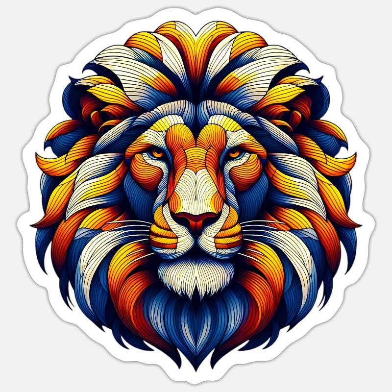Lion - Sticker taille S (10 x 10 cm) - blanc mat