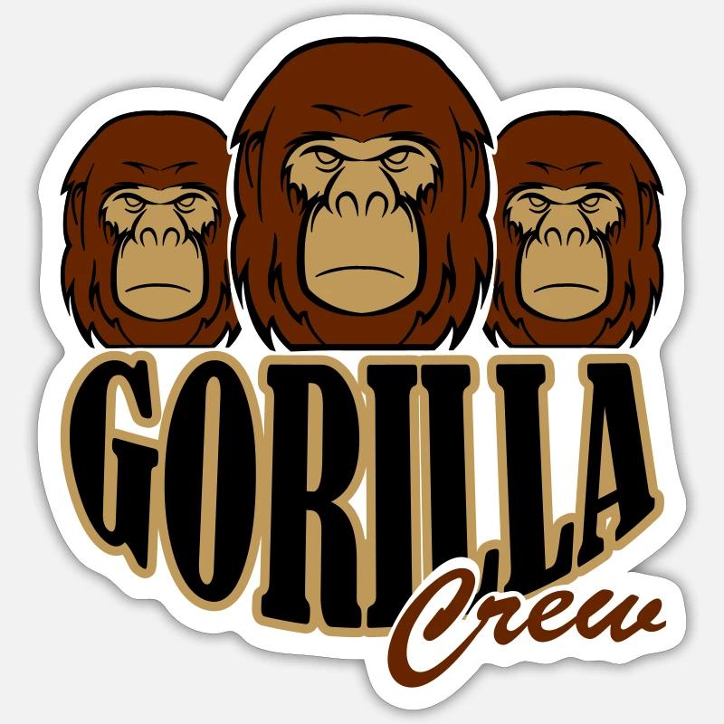 gorilla crew - Sticker Größe S (10 x 10 cm) - Mattweiß