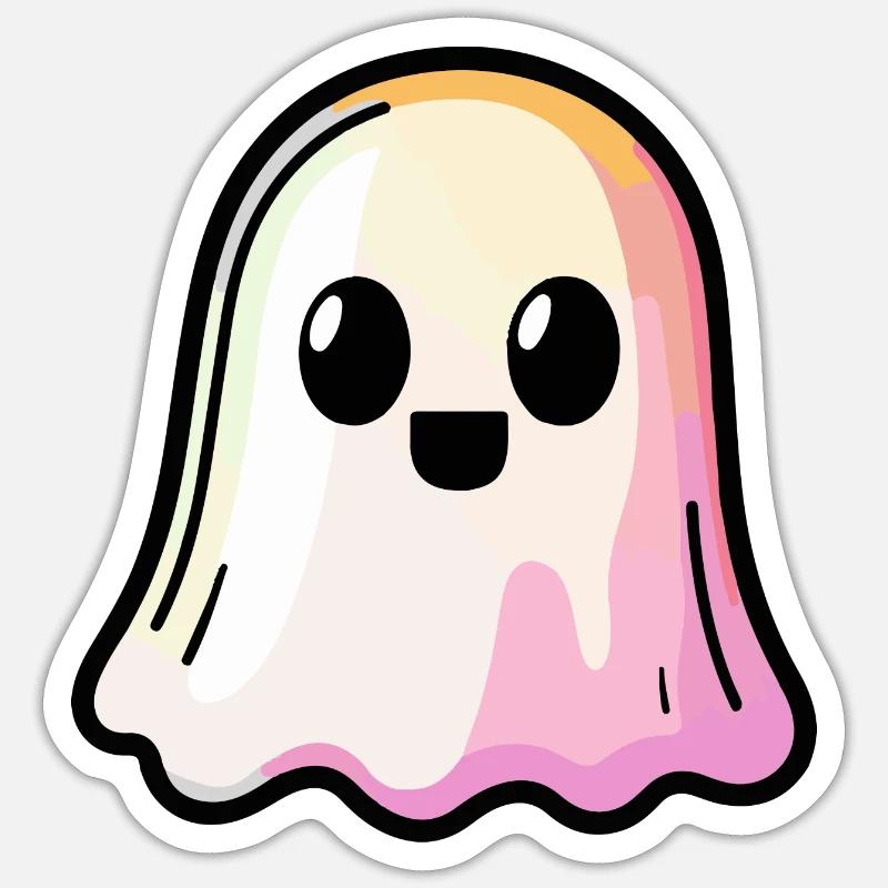 Fantôme Halloween Mignon - Sticker taille S (10 x 10 cm) - blanc mat