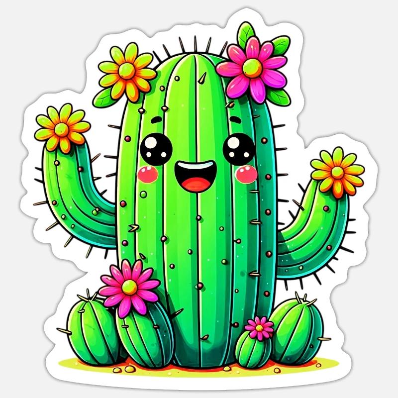 Cactus - Sticker taille S (10 x 10 cm) - blanc mat