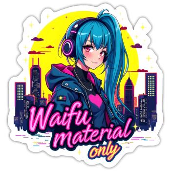 WAIFU UNIQUEMENT - VAPORWAVE GAMERGIRL - Sticker taille S (10 x 10 cm) - blanc mat - Devant