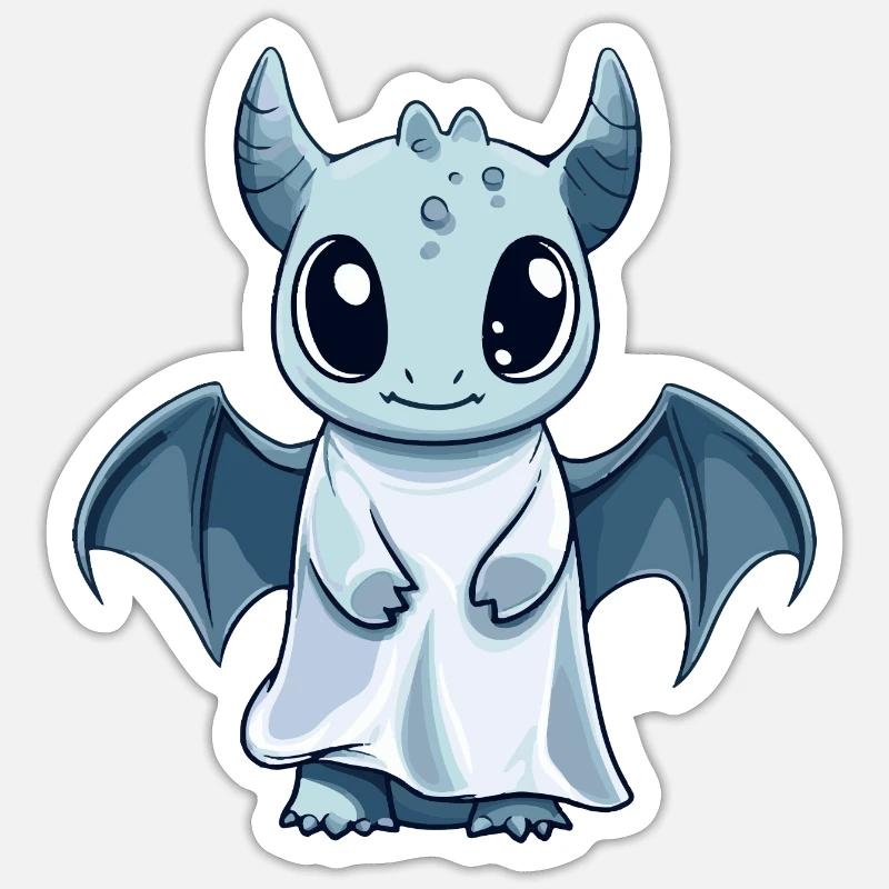 Dragon Halloween Comic Ghost - Sticker size S (10 x 10 cm) - white matte