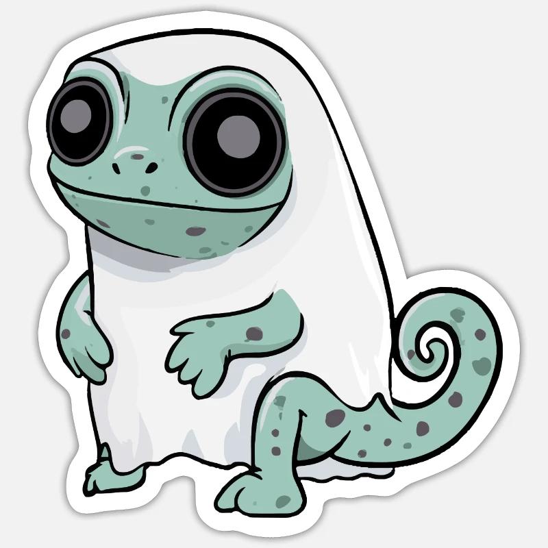 Chameleon Halloween Comic Geist - Sticker Größe S (10 x 10 cm) - Mattweiß