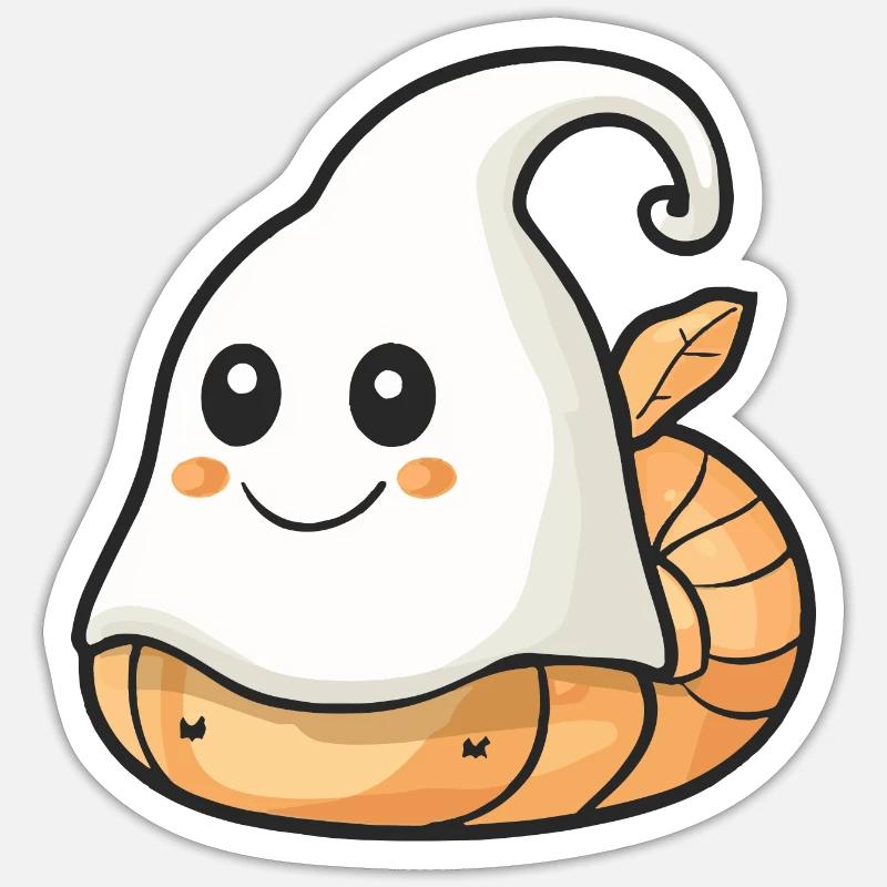 Schnecke Halloween Comic Geist - Sticker Größe S (10 x 10 cm) - Mattweiß