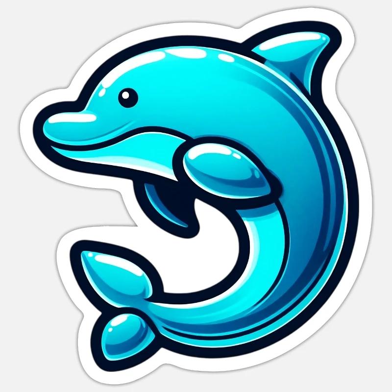 Delfin - Sticker Größe S (10 x 10 cm) - Mattweiß