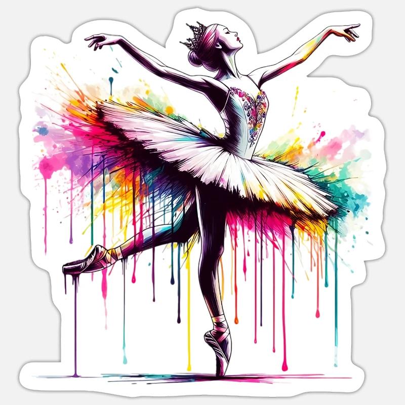 Danseuse de ballet avec tutu - Sticker taille S (10 x 10 cm) - blanc mat