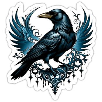 Majestic Black Crow - Sticker size S (10 x 10 cm) - white matte - Front