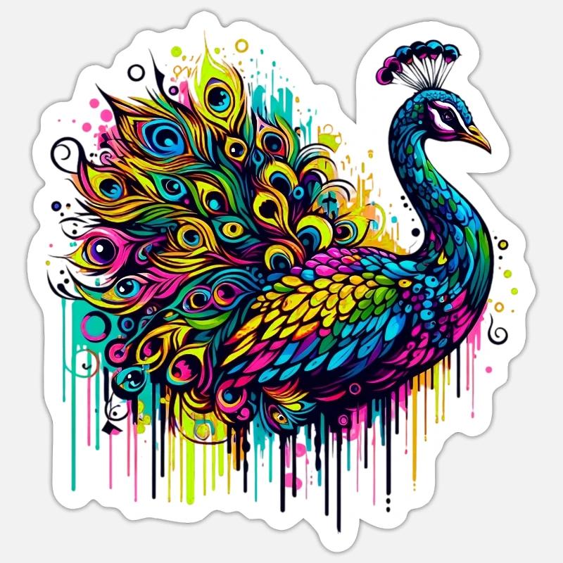 Peacock - Sticker size S (10 x 10 cm) - white matte