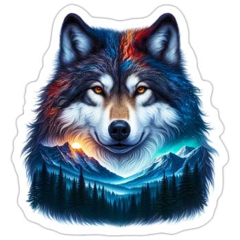 Loup - Sticker taille S (10 x 10 cm) - blanc mat - Devant