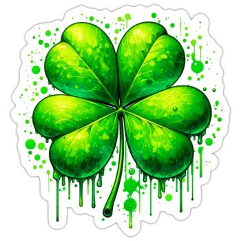 Trèfle à quatre feuilles - Sticker taille S (10 x 10 cm) - blanc mat - Devant