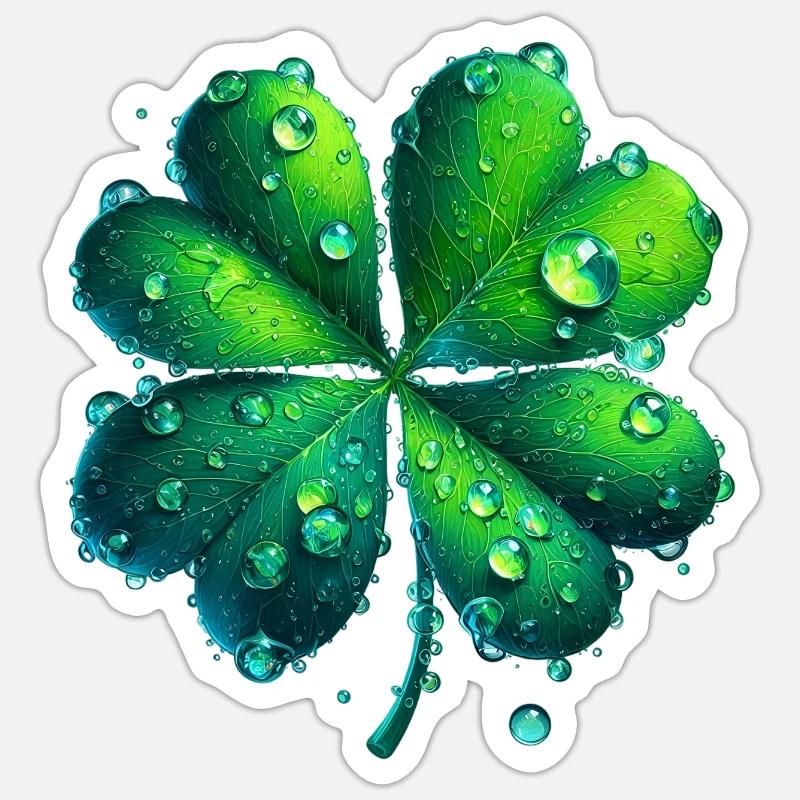 Trèfle à quatre feuilles - Sticker taille S (10 x 10 cm) - blanc mat