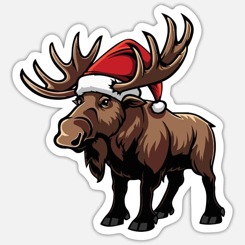Moose Christmas - Sticker size S (10 x 10 cm) - white matte