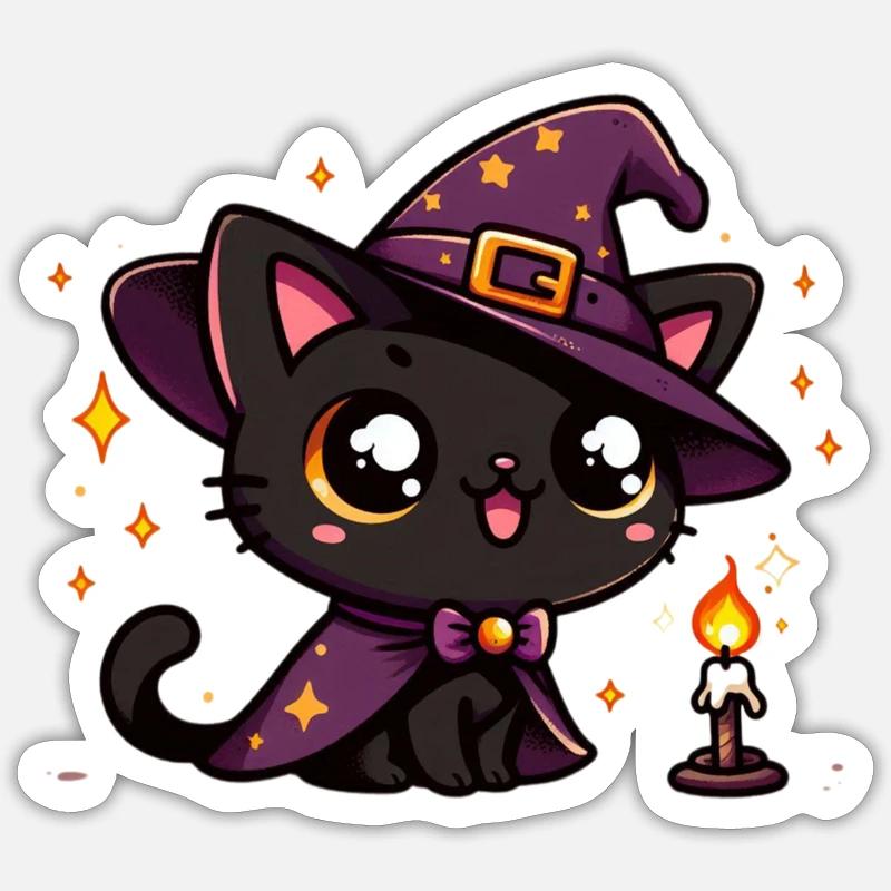 Witch Kitten Sticker size S (10 x 10 cm)