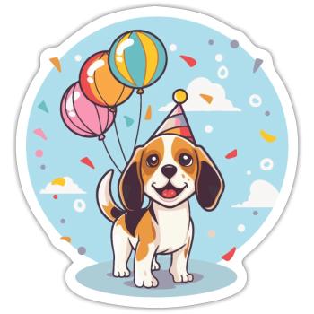 Beagle Hunde Geburtstag Baby - Sticker Größe S (10 x 10 cm) - Mattweiß - Vorne