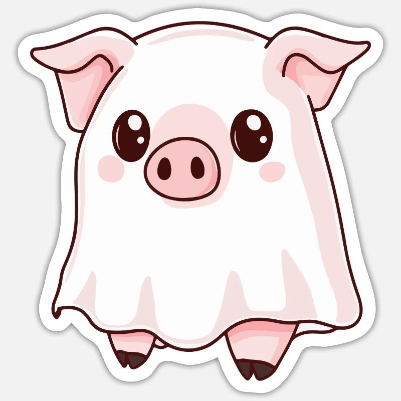 Pig Halloween Funny Ghost - Sticker size S (10 x 10 cm) - white matte