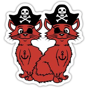 2 Pirate Cats Sabre Buccaneer Eye Patch Team - Sticker size S (10 x 10 cm) - white matte - Front