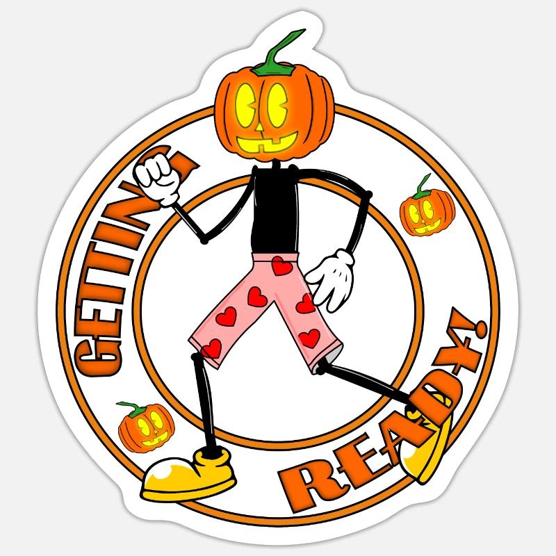 Ready for Halloween Pumpkin Retro Jack-O-Lantern Sticker size S (10 x 10 cm)