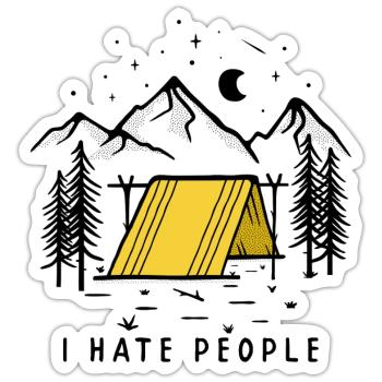 Camping camping-car - Sticker taille S (10 x 10 cm) - blanc mat - Devant