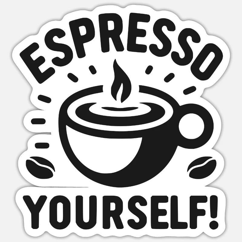 Espresso selber machen! - Sticker Größe S (10 x 10 cm) - Mattweiß