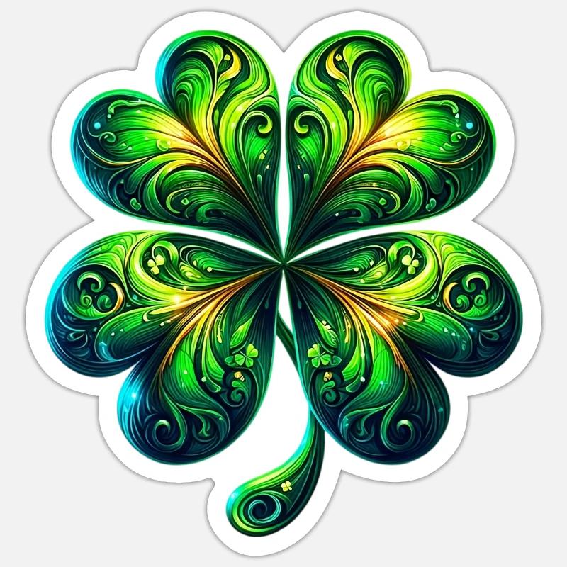 Trèfle à quatre feuilles - Sticker taille S (10 x 10 cm) - blanc mat