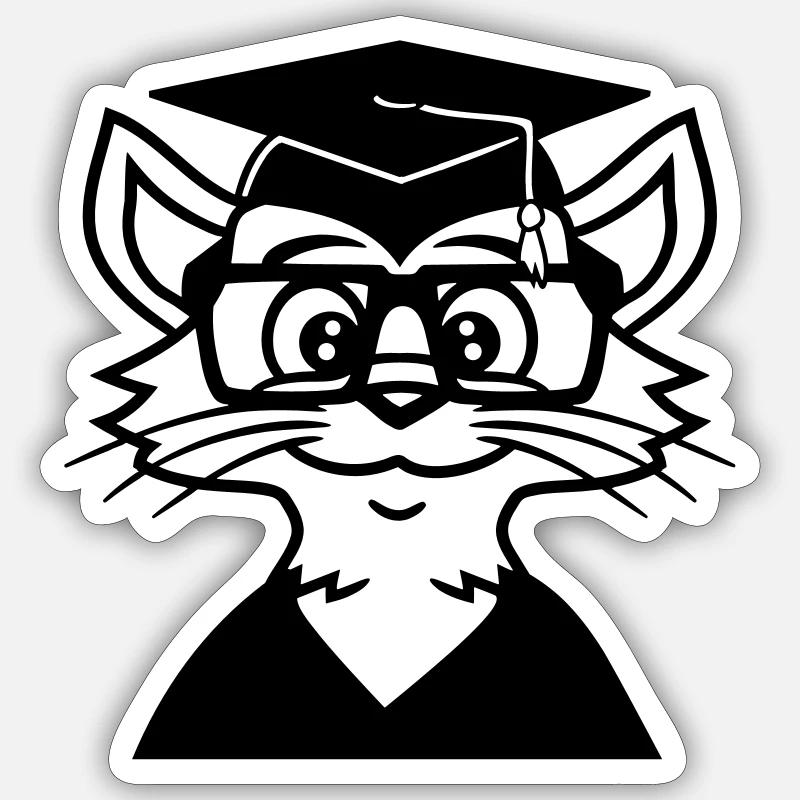 College Graduation Cat Graduation Passed - Sticker size S (10 x 10 cm) - white matte
