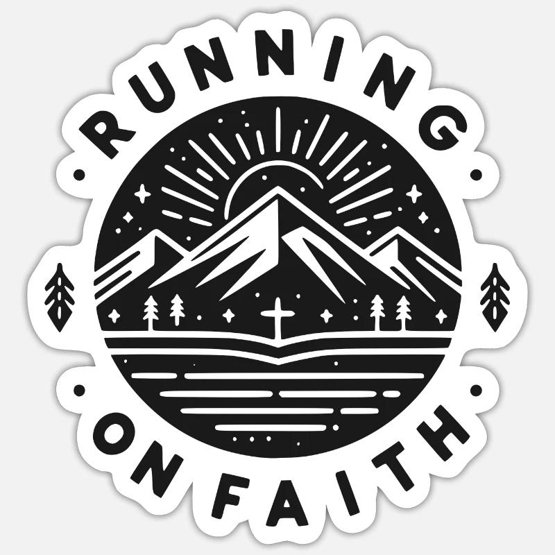 Courir sur la foi - Sticker taille S (10 x 10 cm) - blanc mat