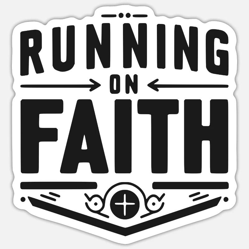 Courir sur la foi - Sticker taille S (10 x 10 cm) - blanc mat