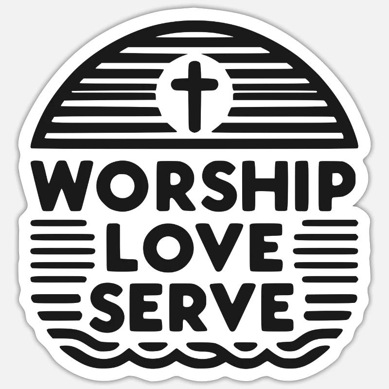 Adorer, Aimer, Servir - Sticker taille S (10 x 10 cm) - blanc mat