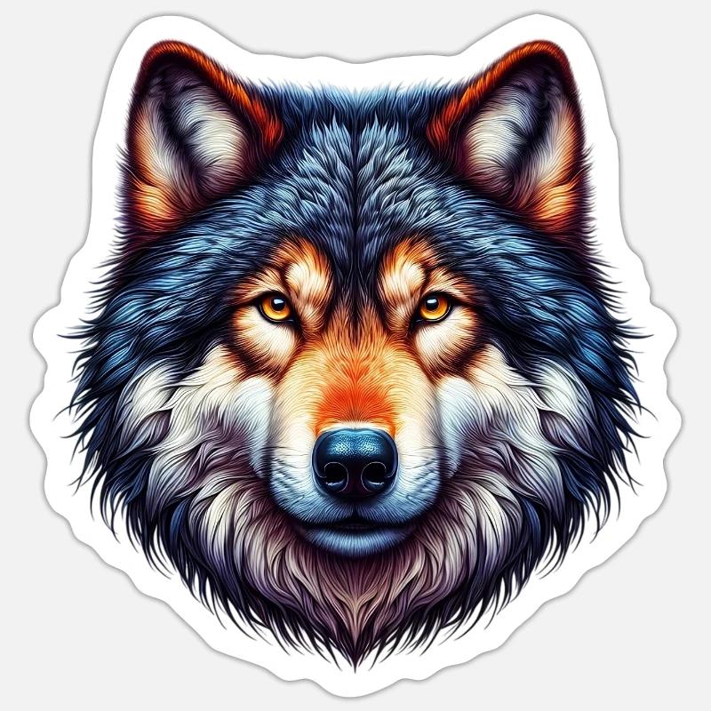 Loup - Sticker taille S (10 x 10 cm) - blanc mat