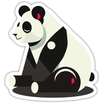 Geometric Panda – Minimalist and Cute - Sticker size S (10 x 10 cm) - white matte - Front