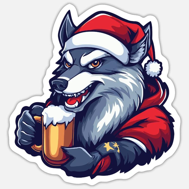 Bière de Noël Wolf - Sticker taille S (10 x 10 cm) - blanc mat