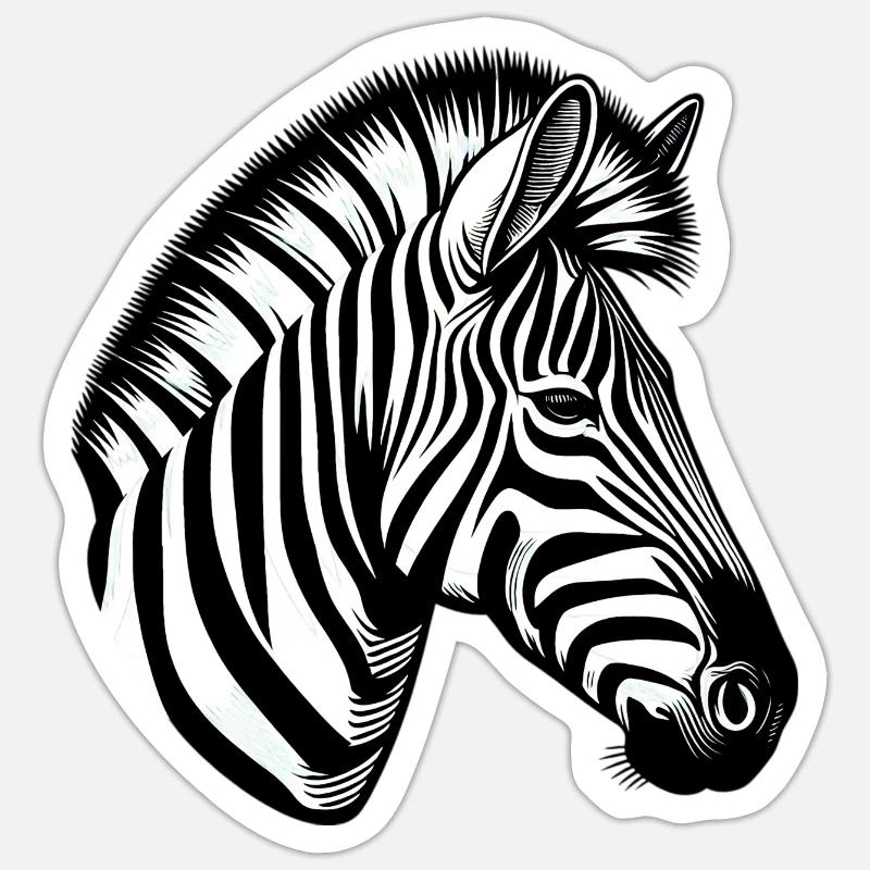 Zebra - Sticker Größe S (10 x 10 cm) - Mattweiß