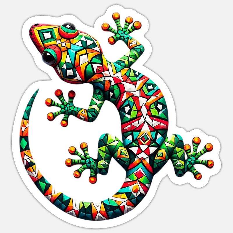 Gecko - Sticker taille S (10 x 10 cm) - blanc mat