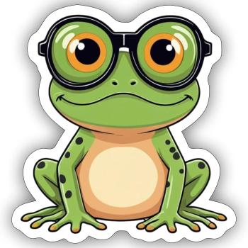 Frosch mit Brille - Sticker Größe S (10 x 10 cm) - Mattweiß - Vorne